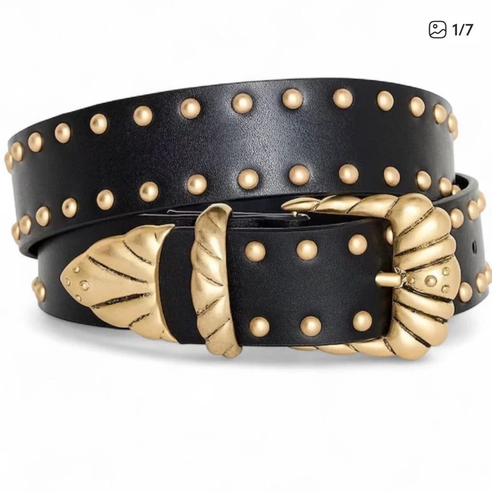 Good American Black and Gold Belt
